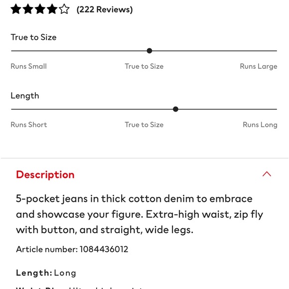 H&M wide ultra high curvy fit jeans. Blue color. Size US 8. Sold out online!!! - Picture 4 of 6